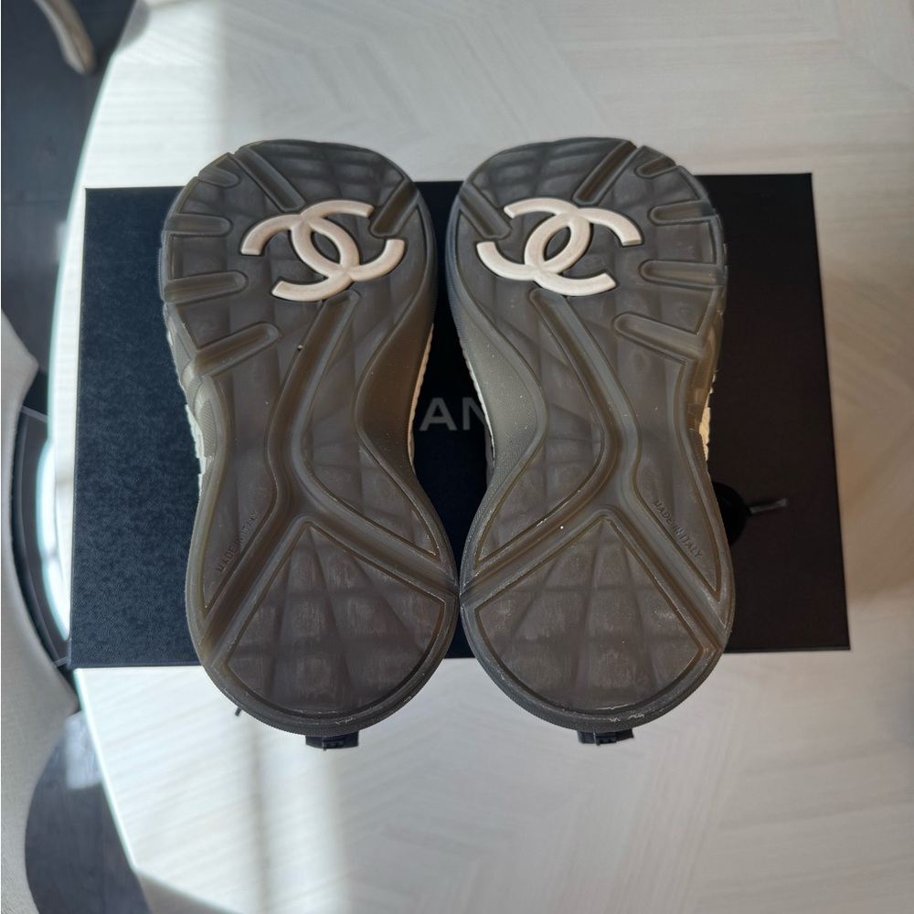 CHANEL Quilted Athletic Shoes in Black, Blue, and Beige - Picture 2 of 8